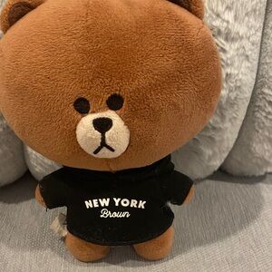 Brown Bear Plush Toy with Black Hoodie